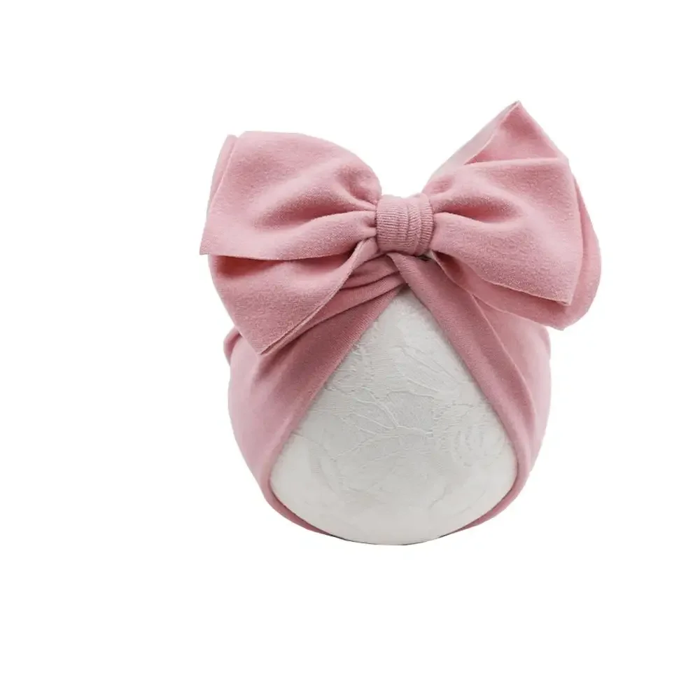 Cotton Baby Hat Newborn Baby Infant Babys Cap Newborn Baby Beanie Top Bow Knot Newborn Photography Props Turban