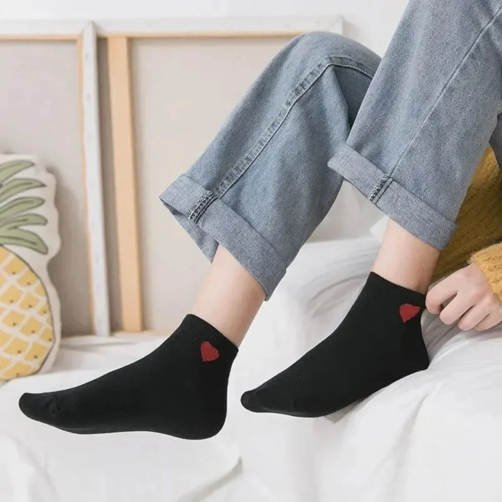 Women Socks Cotton Red Heart Cute College Female Sock Soft Summer Autumn Girls Sock Short Ankle Socks Calcetines Mujer Meias 양말