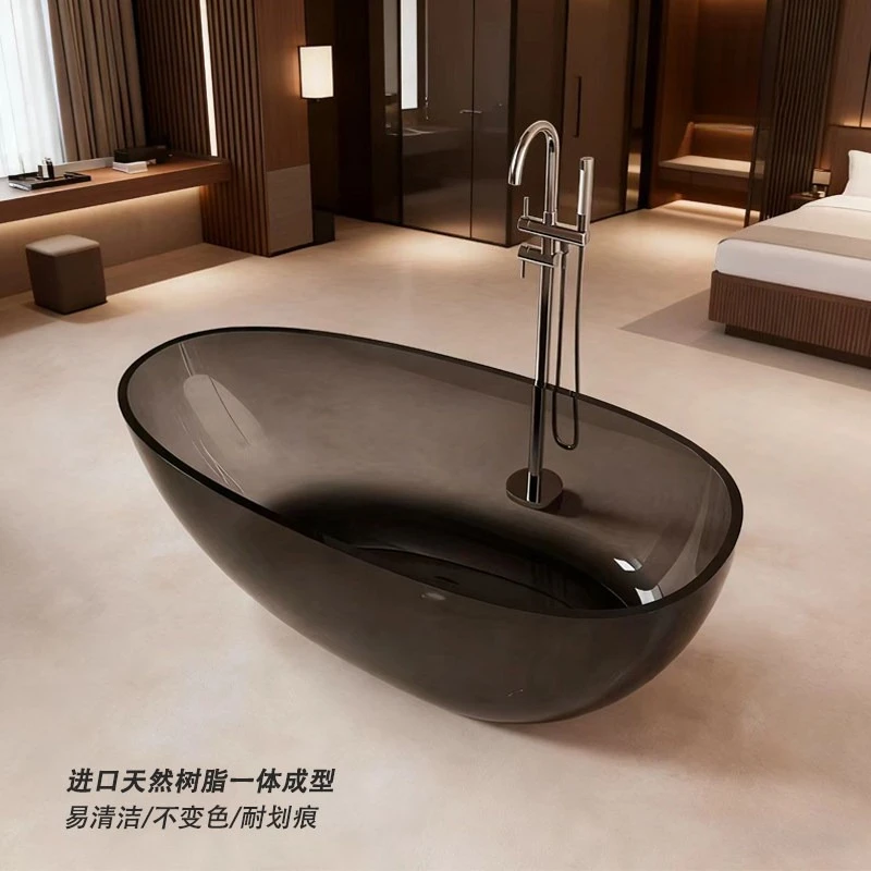

acrylic goose egg-shaped transparent resin bathtub household small apartment hotel bed and breakfast double freestanding ba