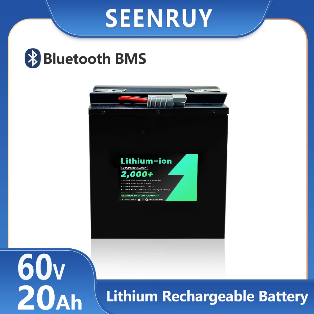 

SEENRUY 60V 20Ah Li ion Lithium Battery Built-in BMS Optional Bluetooth Perfect for Electric Tricycle Golf Cart +5A Charger