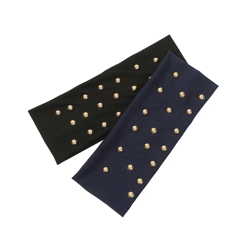 新しいメタリックパール象嵌ヘアバンド秋/冬ワイドエッジ弾性ヘッドバンド女性の日常暖かくファッショナブルなヘアアクセサリー