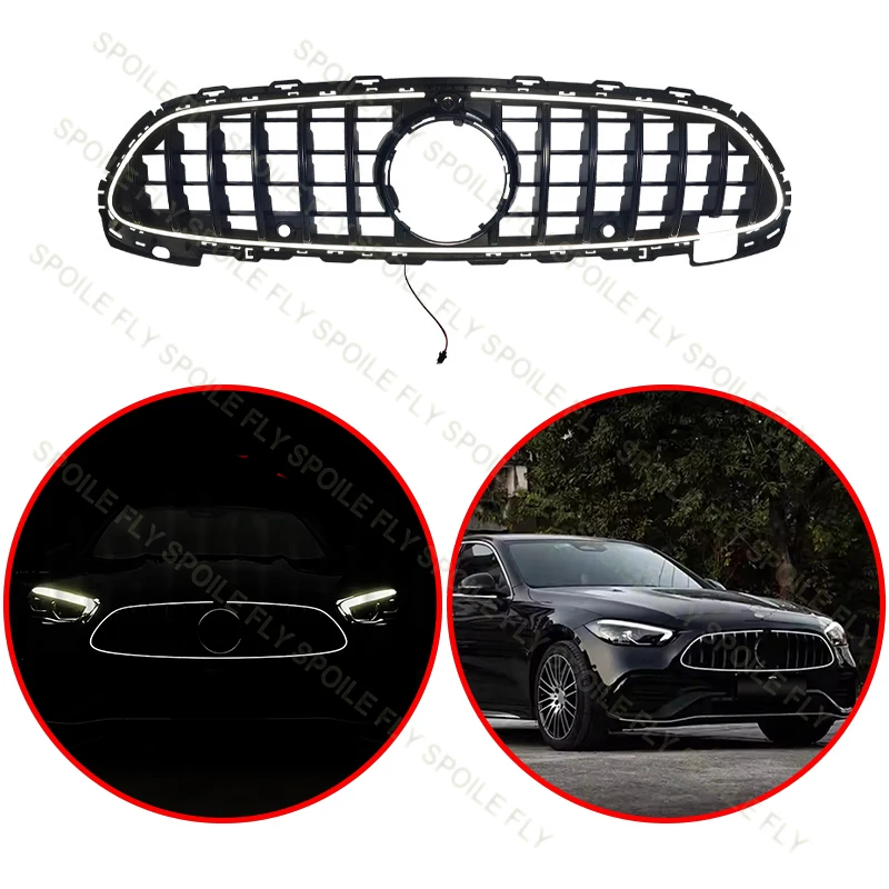 

For Mercedes Benz C Class W206 C260L C300L 2022 2023 2024 2025+ High Quality ABS Car Front LED Emits Light Grille Body Kit