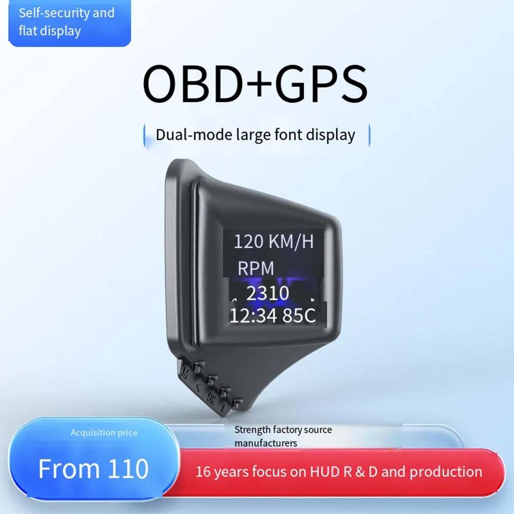 

Multi-function HUD Gadget OBD2+GPS On-board Computer A-pillar Trim Install RPM Turbo Oil Pressure Water Temp GPS Speedometer