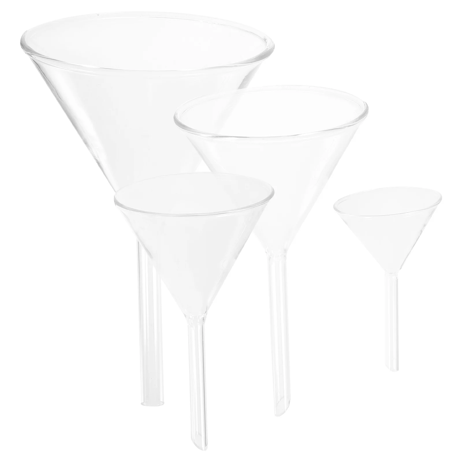 4pcs Science Experiment Funnels Clear Glass Filling Funnels Laboratory Funnels(40, 60, 75, 90mm)