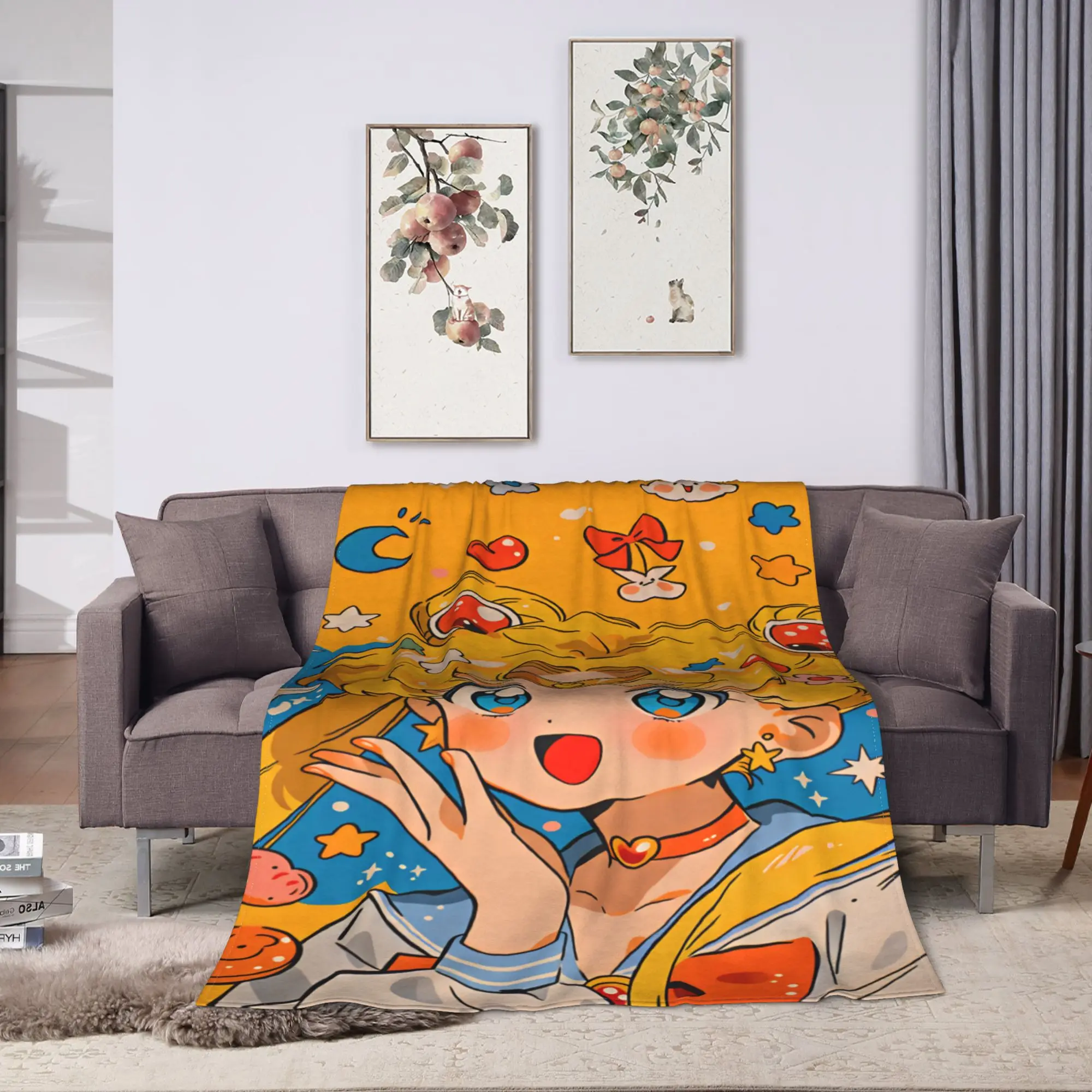 S-Sailor M-Moon Anime  Blanket  Super Warm Fluffy Plush Bedding Throws For Couch Bed Picnic Flannel Bedspread Bed Cover