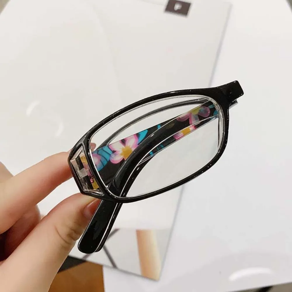 Legierungsgestell-Lesebrille für Senioren, PC-Brille mit Blumenmuster, faltbare Gleitsichtbrille, Kostümzubehör, leichte Anti-Blaulicht-Brille