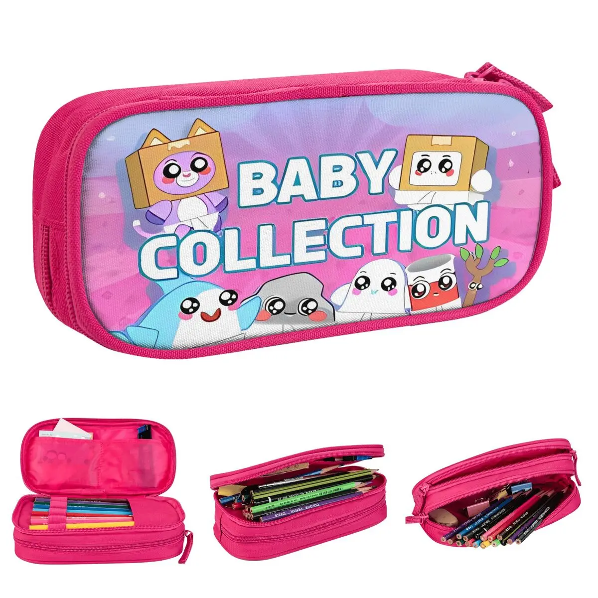 Classic L-Lankybox Baby Cartoon Pencil Cases Rockys Foxy Boxy Pencilcases Pen for Girl Boy Big Capacity Bags Office Accessories