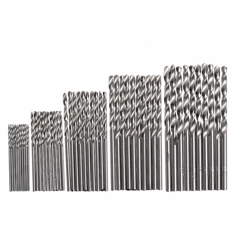 50Pcs 1 1.5 2 2.5 3mm High Speed Steel Plated Drill Bit Set Tool Drill Bits Hss Drill Bit Set For Wood Plastic Aluminum