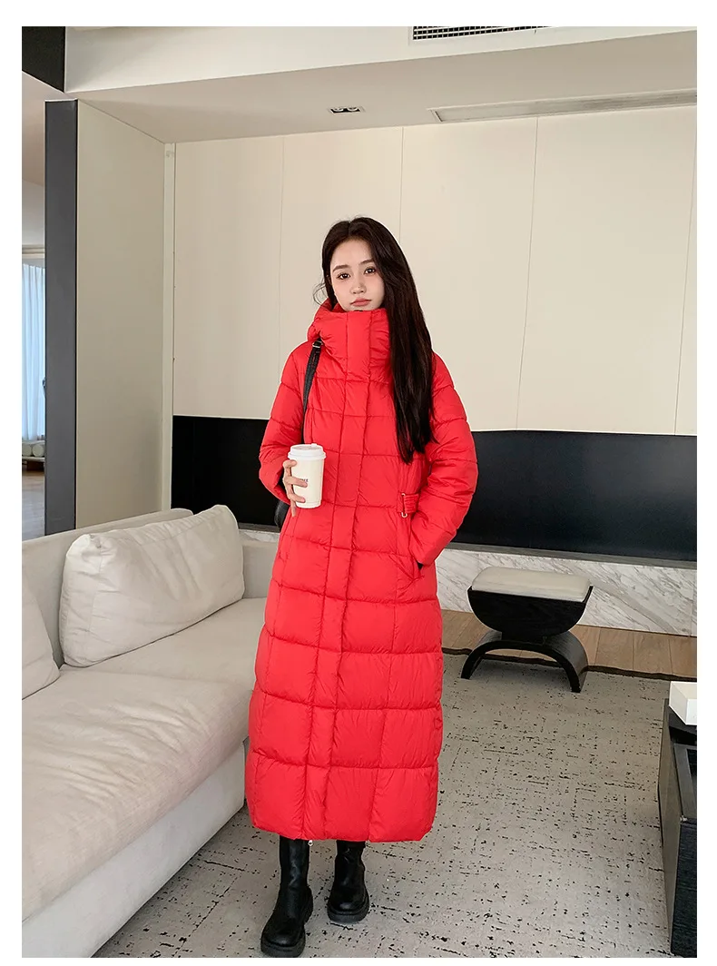 Winter Ladies Long Warm Down Jacket Big Size Puffer Outwears Thicken Hooded Down Coat Women Light Thin White Duck Jacket Parkas