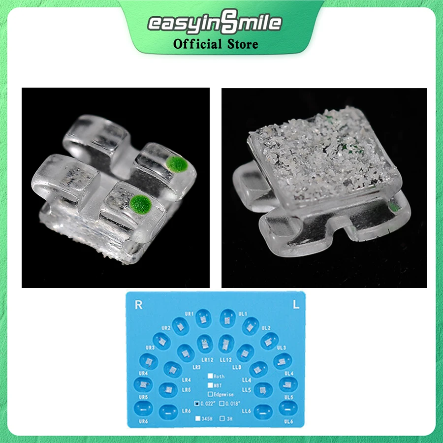 EASYINSMILE 20pcs Monocrystalline Sapphire Ceramic Clear Brackets MBT/ROTH 0.22 3/4 Size High-Quality Dental Supplies