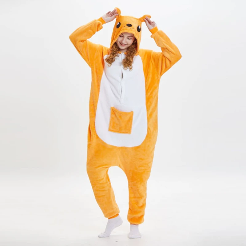 Orange Kangaroo Australian Wildlife Menagerie Pajama Set Personalized and Funny Women\'s Home leisure Clothing Winter Plush Style