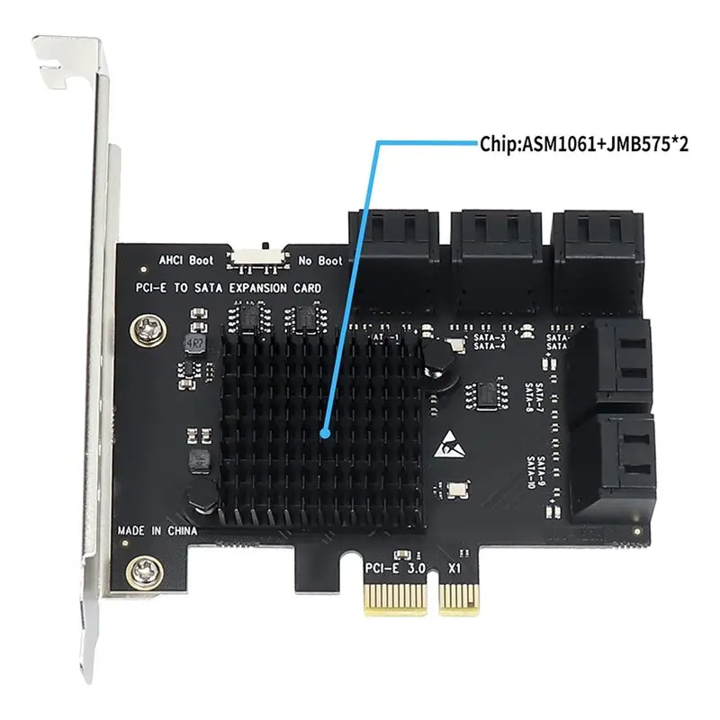 Reliable-10-Port 6Gbps PCI-E X1 To SATA 3.0 Controller Expansion Card, Driver Required, For Windows XP 7 8 10 SSD HDD,10-Port