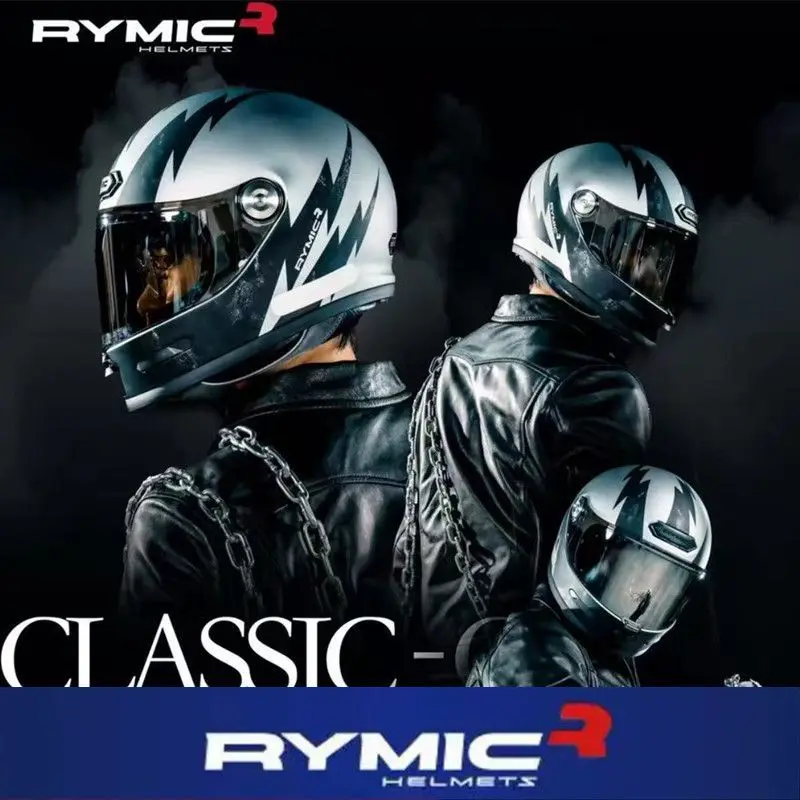 RYMIC DOT ECE Certification Retro Motorcycle Helmet Full Face Helmet Knight Locomotive Capacete Four Seasons Casco Para Motos