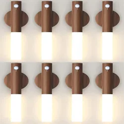 1-8Pack LED Motion Sensor Night Light Magnetic Wall Light Rechargeable Wall Sconce Peel and Stick Sconce Light for Bedside Stair