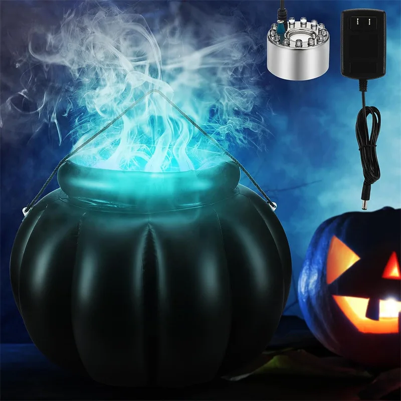 Halloween Decorative Ice Bowl Witch's Cauldron Inflatable Ice Bucket Atomizer Holiday Party Props Yard Ornaments Children Toys