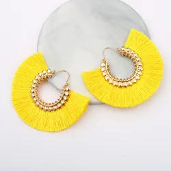 Bohemia BohoTassel Earings Fashion Jewelry 2023 Round Dangle Drop Statement Earrings for Women Cotton Thread Accessories