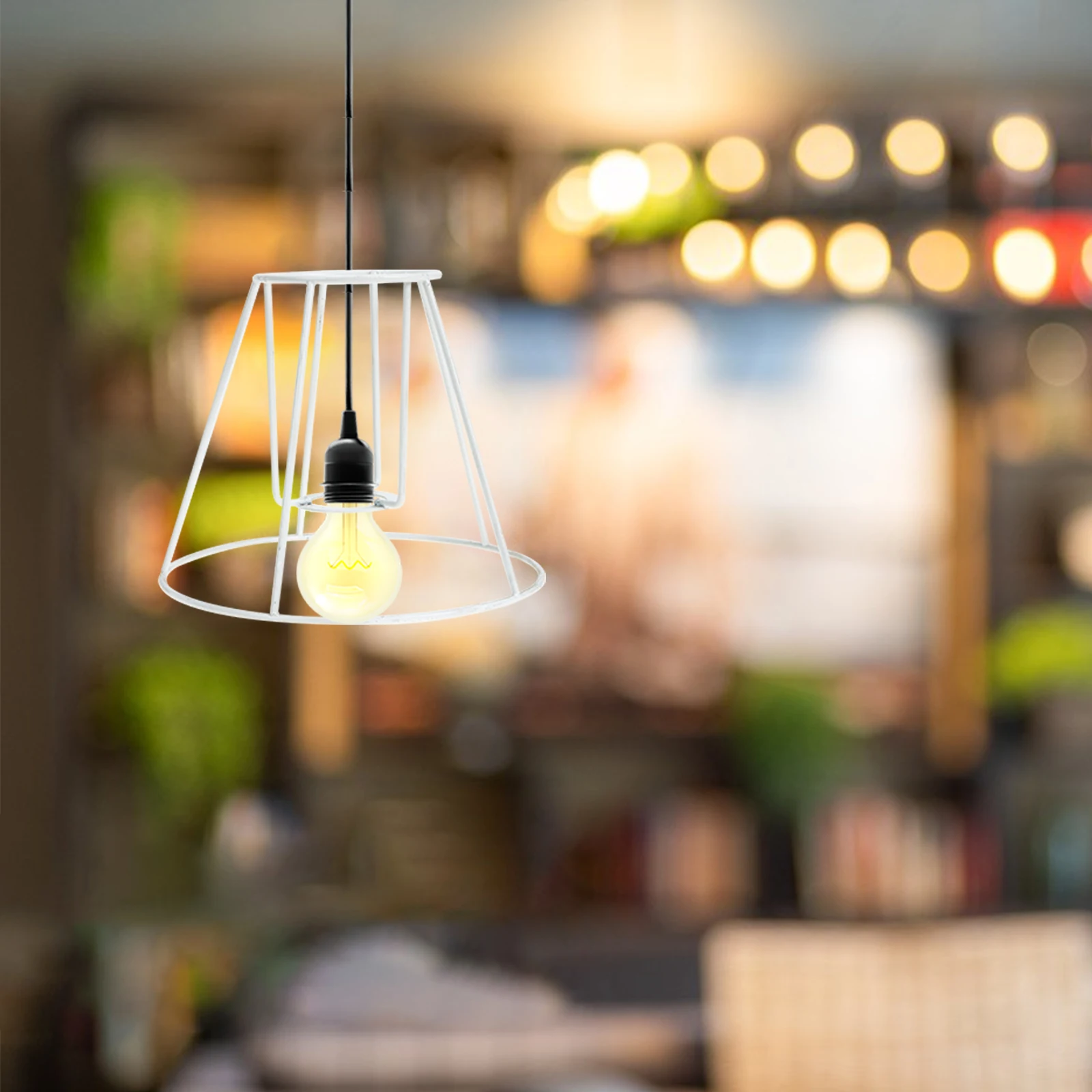 

Iron Frame Sturdy Durable Smooth Surface Diy Projects Home Decor Gift Drum Ring Metal Light Cage Guard Lampshade Holder For Home