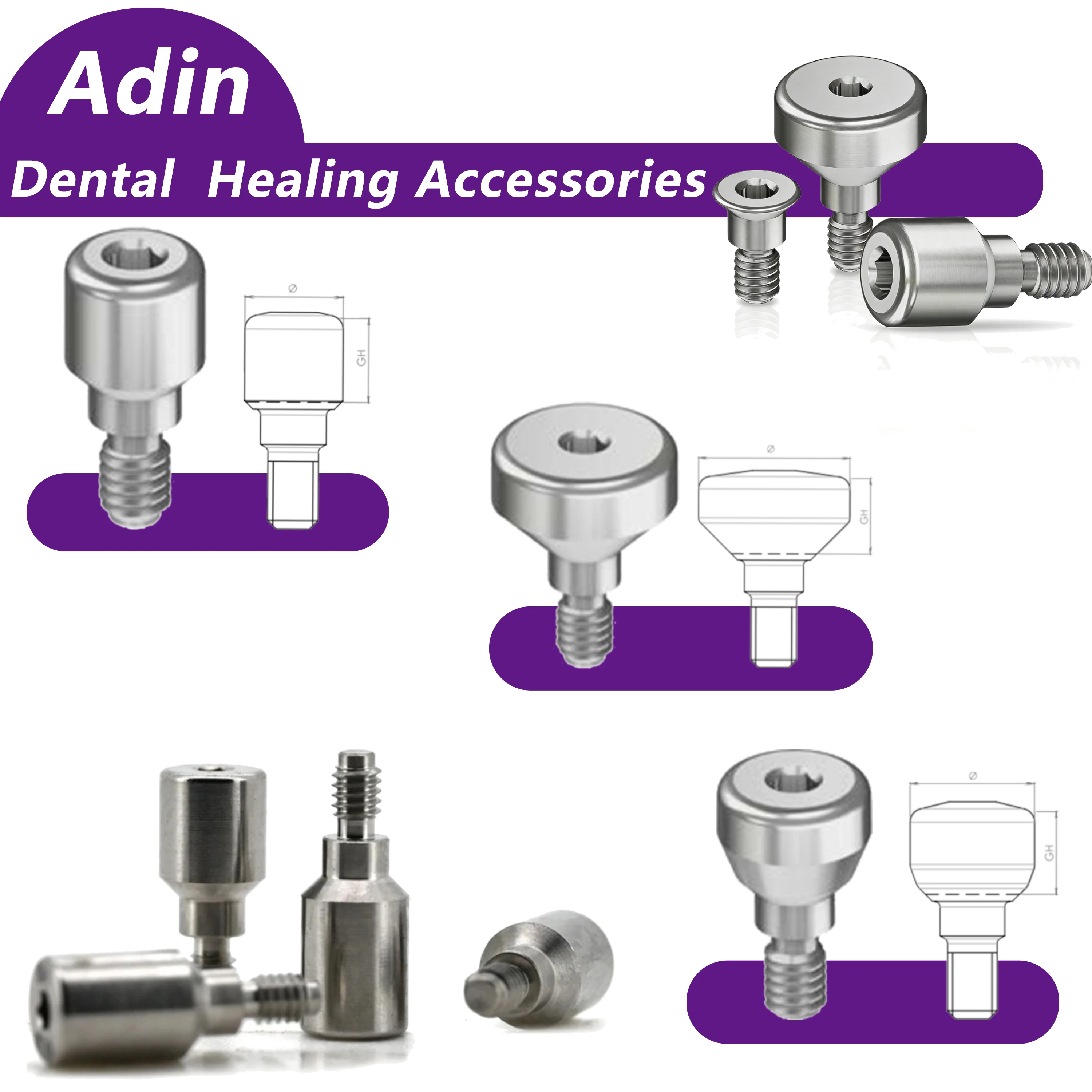 

Healing Abutment Suitable for Adin Dental Implant Healing Screw Window Closure Transfer Rod Dental Accessories