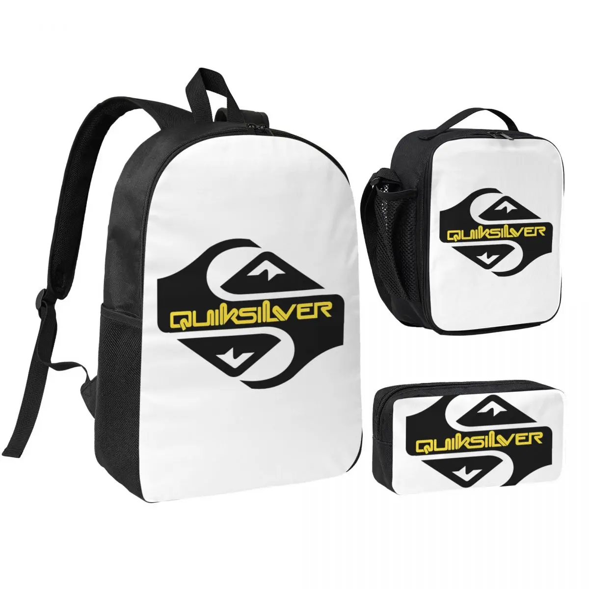 Quiksilver Surfwear Backpack Boys Girls BookBag School Bag Shoulder Bags 3ps Insulated Lunch Bag Pencil Case
