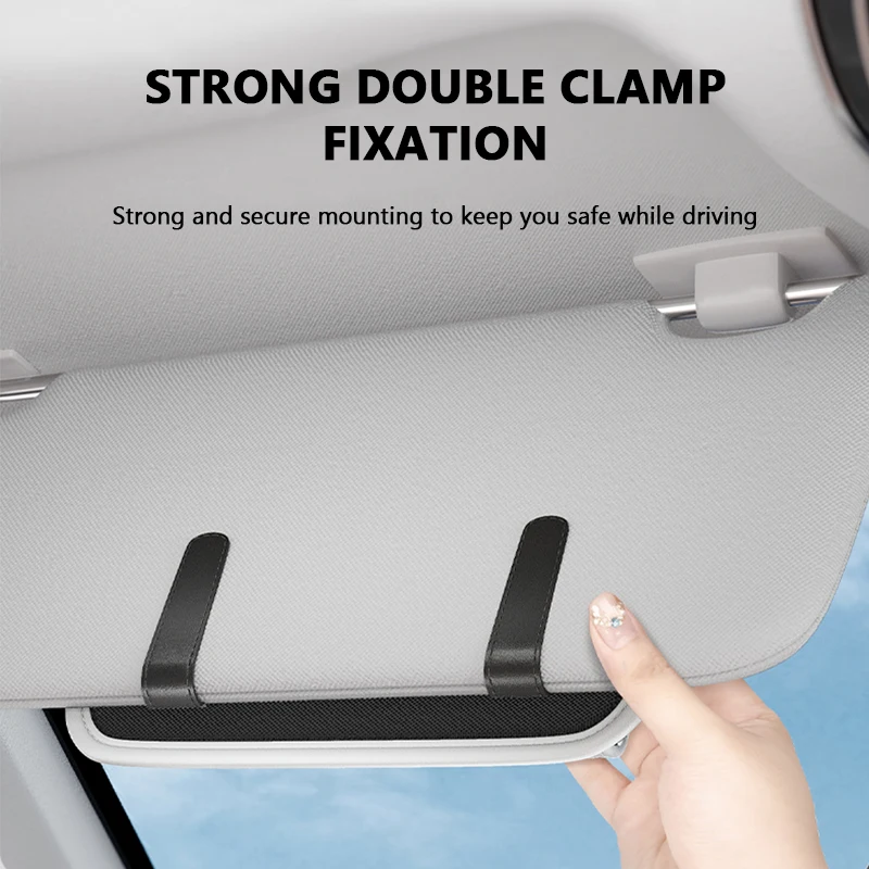BLALION Car Sunshade Glasses Bag PU Leather Auto Sun Visor Phone Organizer Wear-resistant Scratch-Free Sunglasses Storage Bag