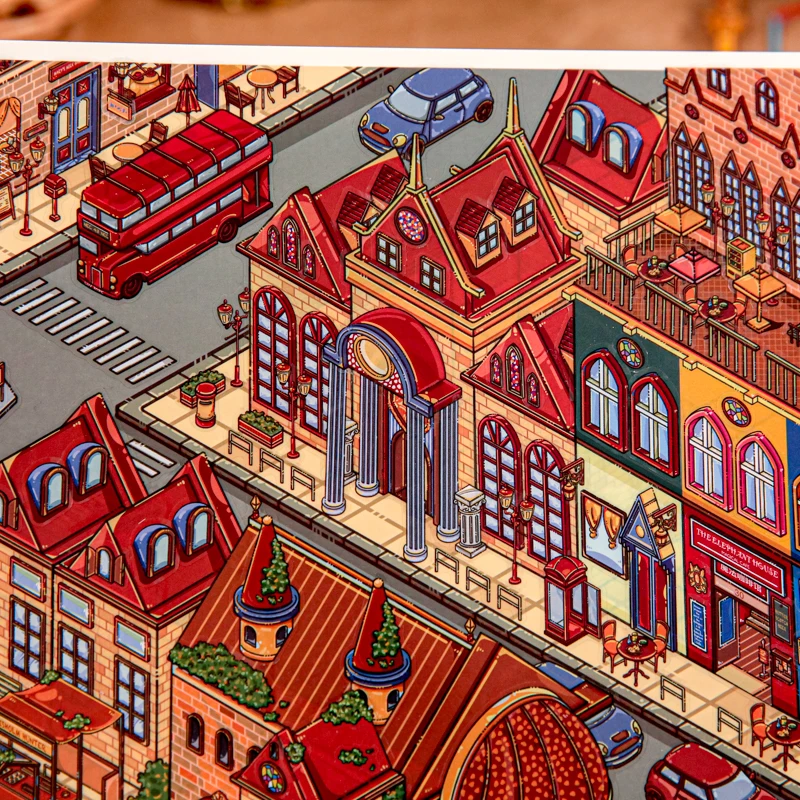 Kawaii Strolling Through Edinburgh 3D Urban Wanderings Landscape Sticker  DIY Pocket Cabin Scene Christmas Gifts