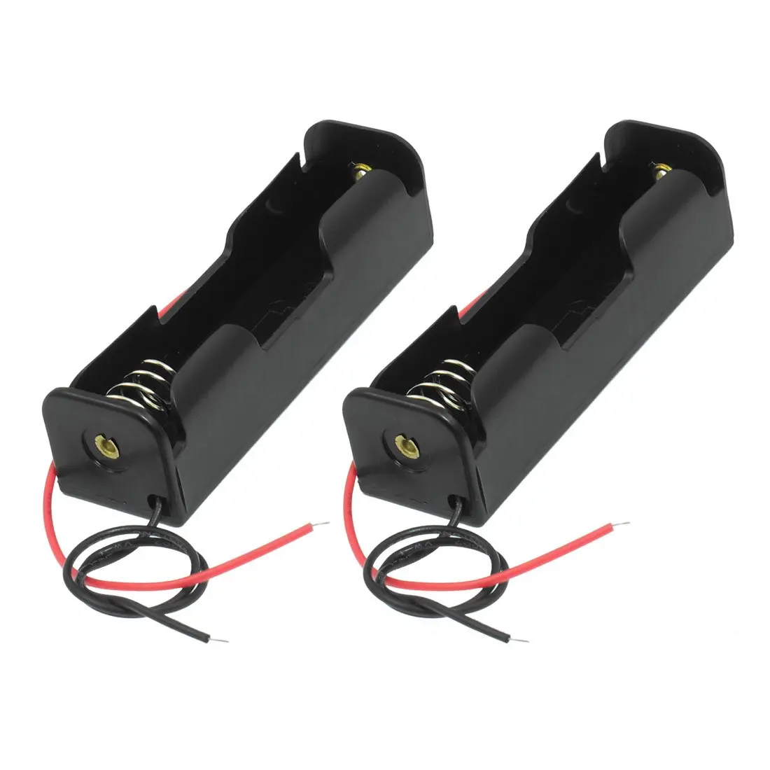 2 Pcs Black 18650 Flat Tip Batteries Battery Holder Case w Wire Leads