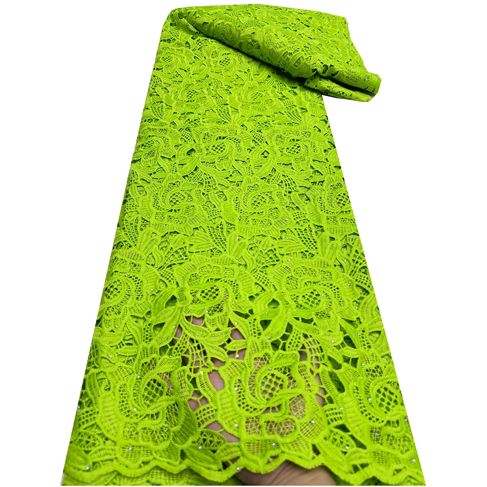 Nigerian Guipure Cord Lace Fabric 2024 High Quality Lace Embroidery African Milk Silk Lace Fabric For Wedding