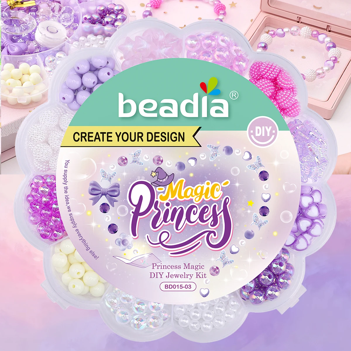 13 Grid Purple Plum Blossom Box Acrylic Beads Suitable for DIY Jewelry Making Decorative Beads Bracelet Necklace Rings Valentine