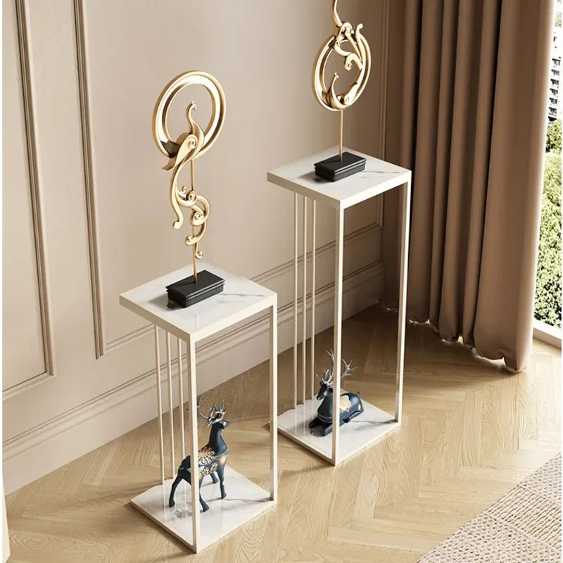 

Nordic Modern Stand For Flowers Living Room Decoration Storage Shelf Metal Iron Plant Stand Marble Countertop Flower Base