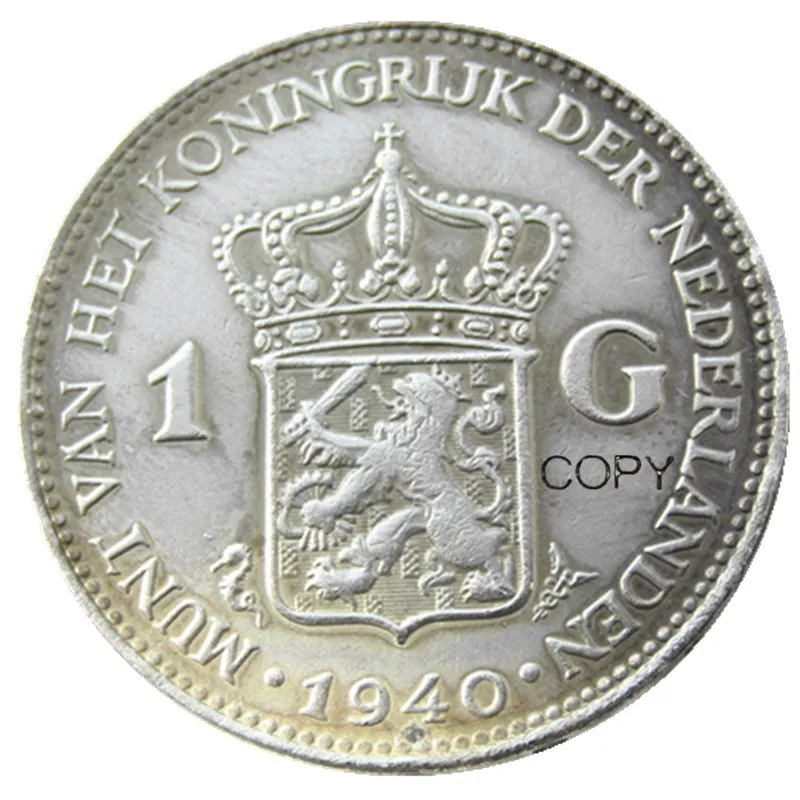 

Netherlands,1940 1 Gulden Wilhelmina I Silver Plated Copy Decorative Coin