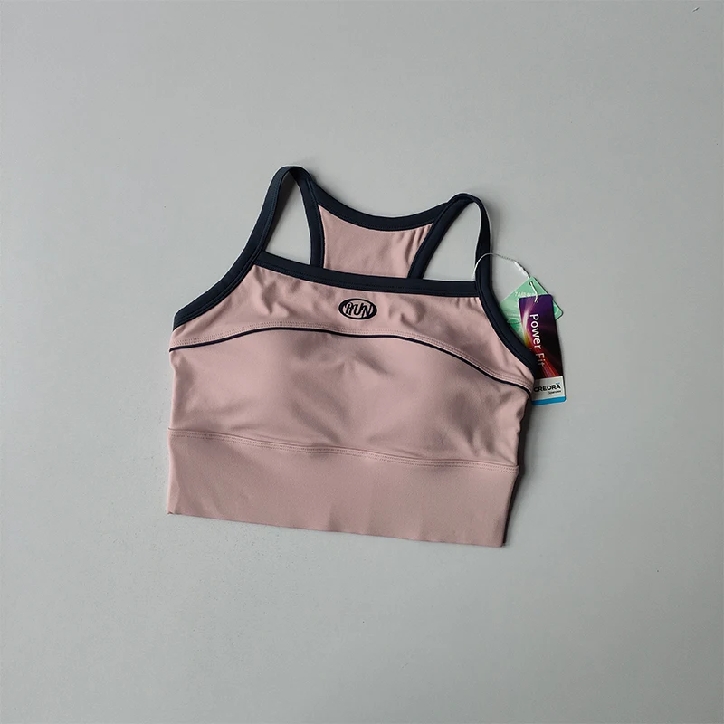 Contrasting Color Integrated Fixed Cup Yoga Underwear Gathering Shock-proof Slimming Sports Vest Running Pilates Training Bra image 4