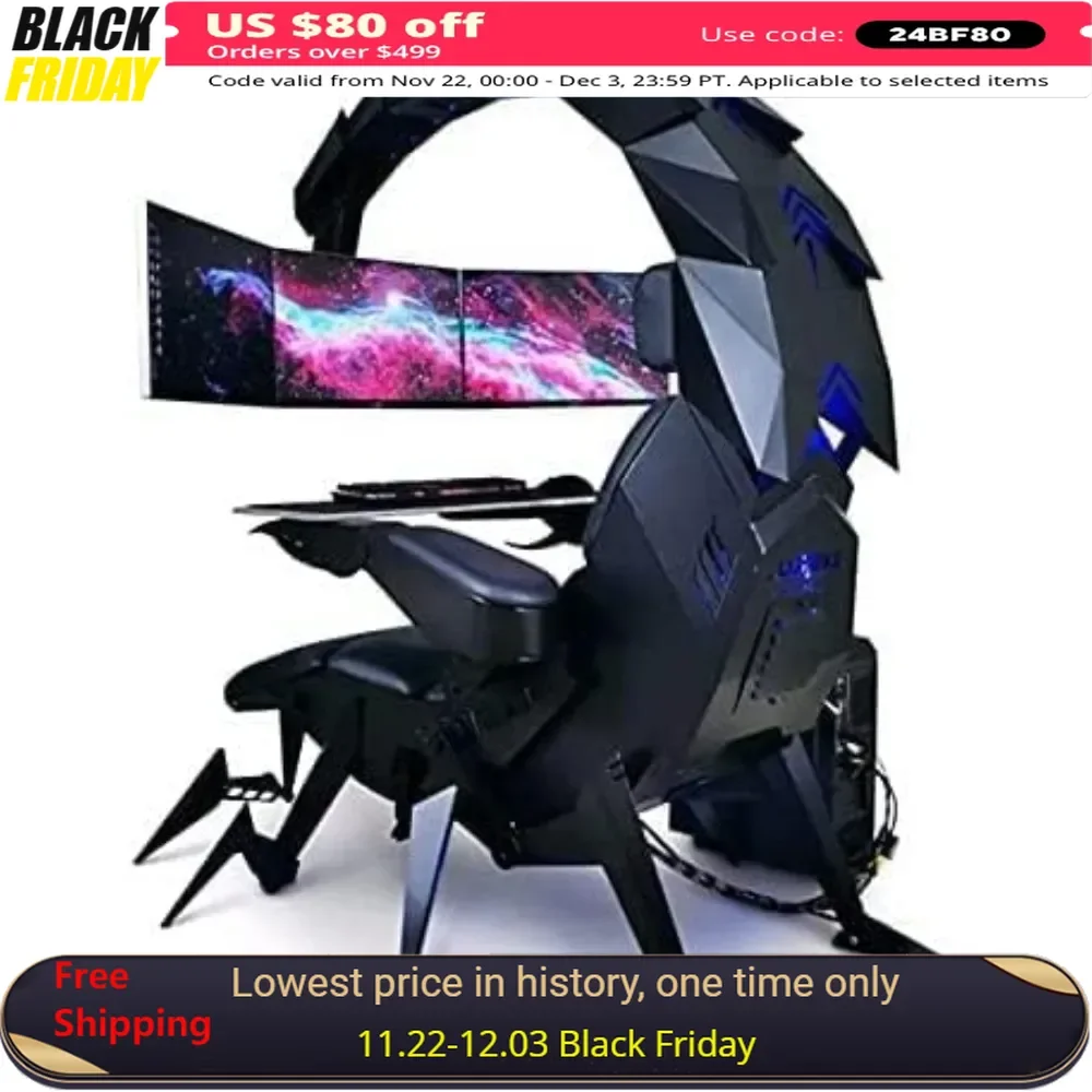 

Gaming Chair, Ergonomic Computer Cockpit Chair, Racing Simulator Game Chair with Hanging 3 Screens,Luxury Gaming Chair