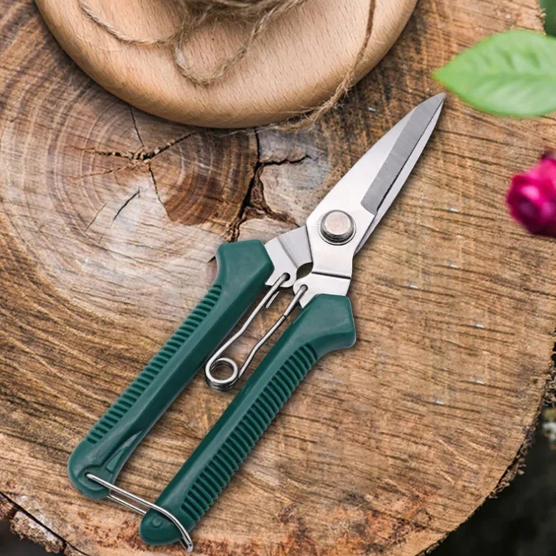 190mm Straight Head Pruning Shears Stainless Steel Non Slip Handle Garden Scissors For Bonsai Household Use