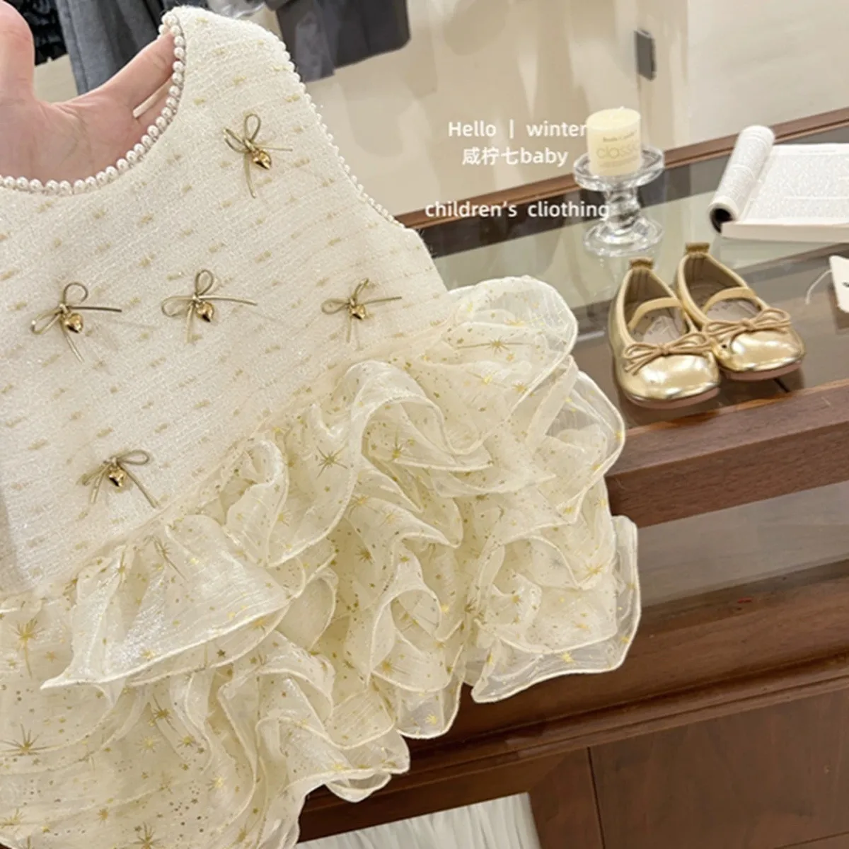 فستان الأميرة للفتيات الخريف/الشتاء سترة مخملية سميكة ملابس الأطفال للفتيات 1 2 4 6 Y #5