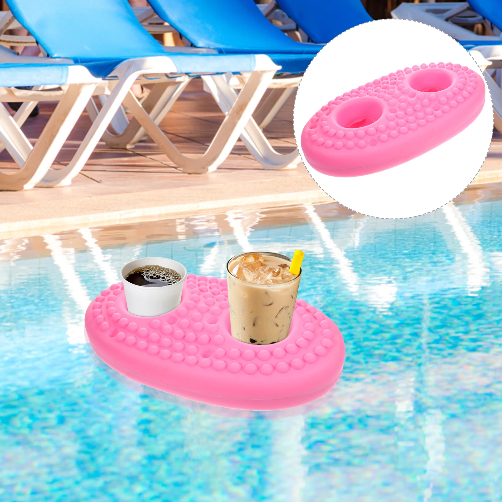 

Silicone Floating Cupholders Pool Drink Holders Reusable Beach Party Props Inflatable Drink Floats For Pool Party Water Sports