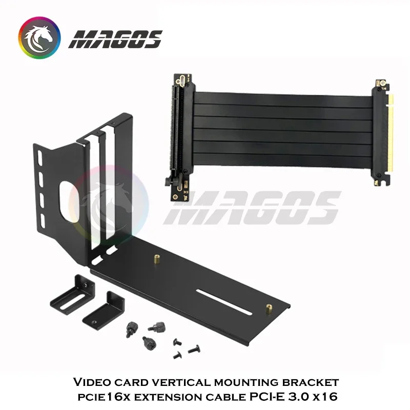 Vertical PCIE 3.0 /4.0 GPU Vertical Mounting Bracket Kit 7 PCI Slots Case Universal Support,Holder+PCI-E 16 Extenstion Cable