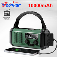 Woopker 10000mAh Emergency Radio E30 FM Radio Solar Hand Crank AM/NOAA LED Dual USB Rechargeable Portable SOS Alarm Power Bank