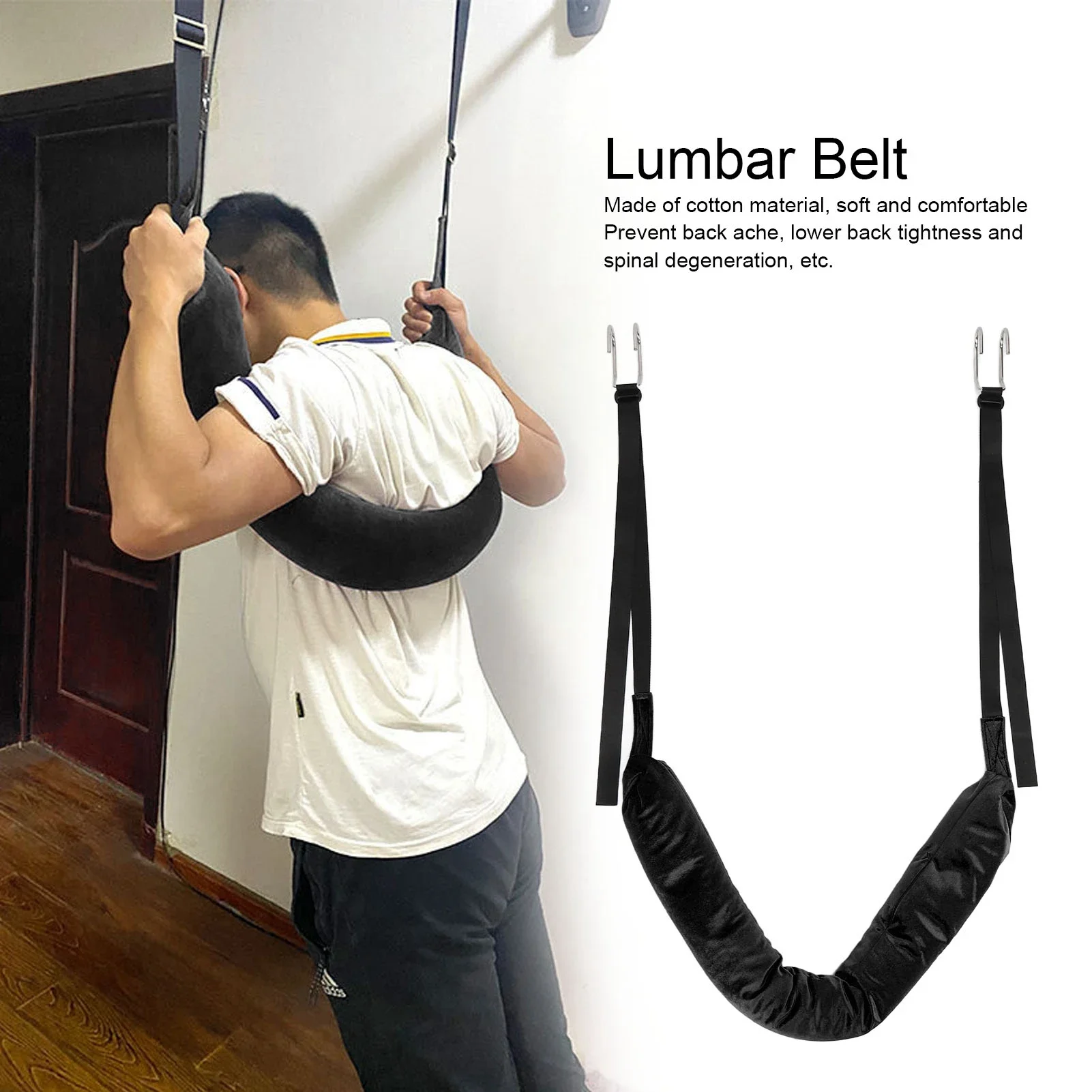 Spine Decompression Device Lumbar Belt Soft Lightweight Back Stretcher Lumbar Traction Device for Home Office Car Travelling