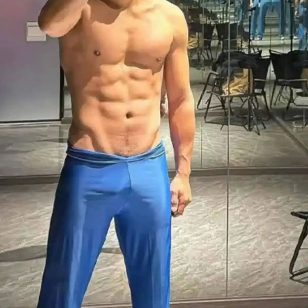 Glossy summer ice silk men sleeping pants Men loose plus size trousers