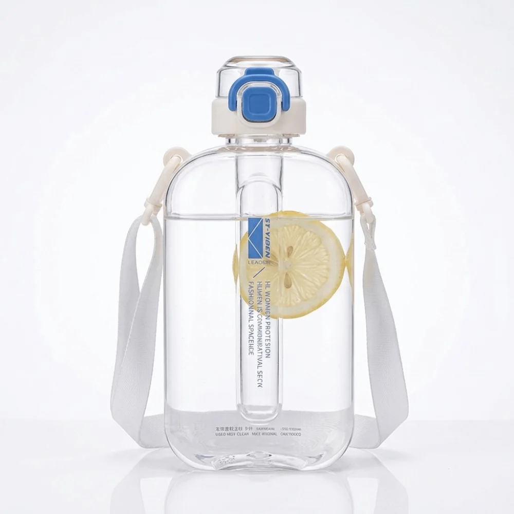 750ml Sports Water Cup Leakproof Drop Resistant Outdoor Cup Sturdy Adjustable Shoulder Strap Drink Container Hiking