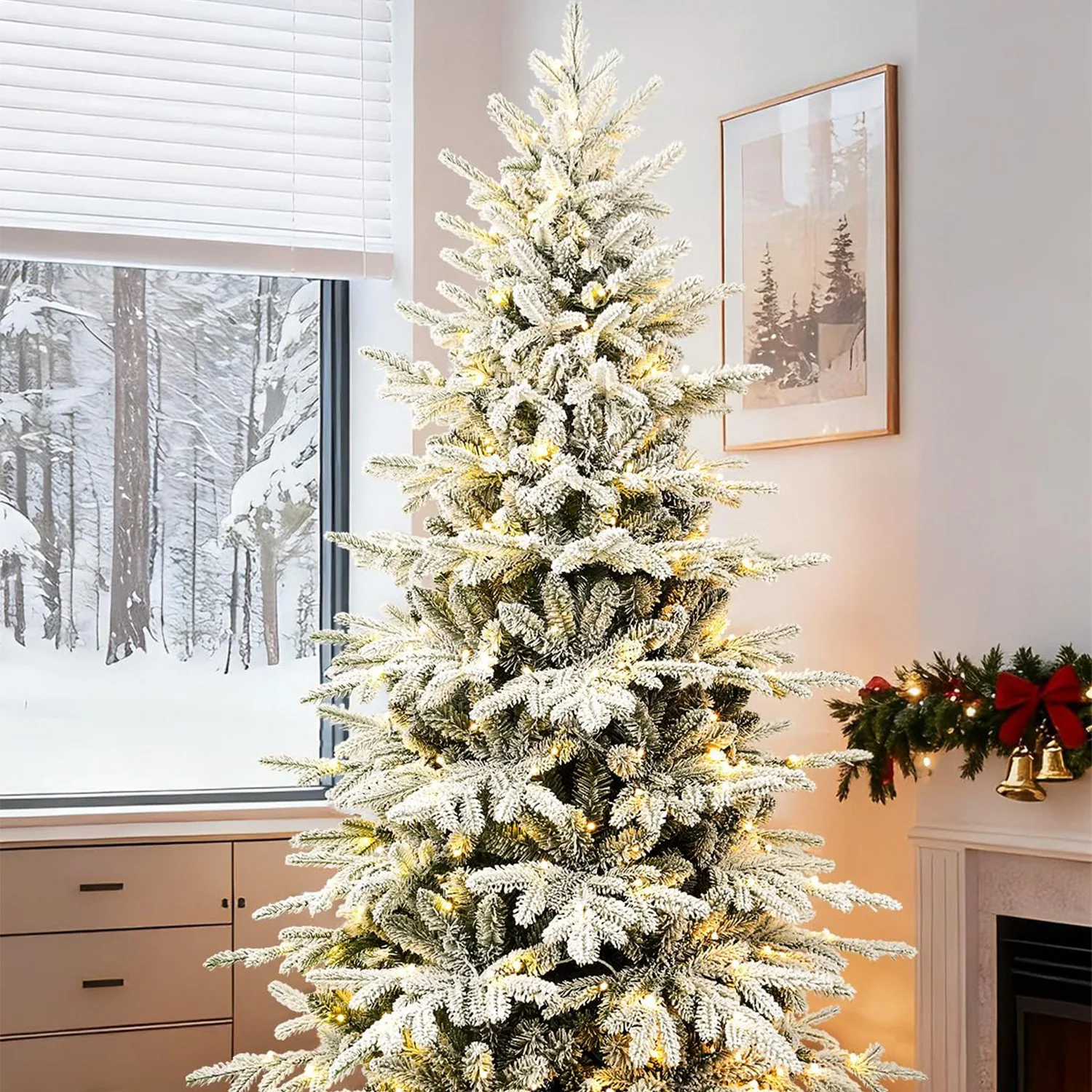 Christmas Tree PE Mixed Flocking Christmas Tree Automatic Tree With Light Christmas Day Ornament