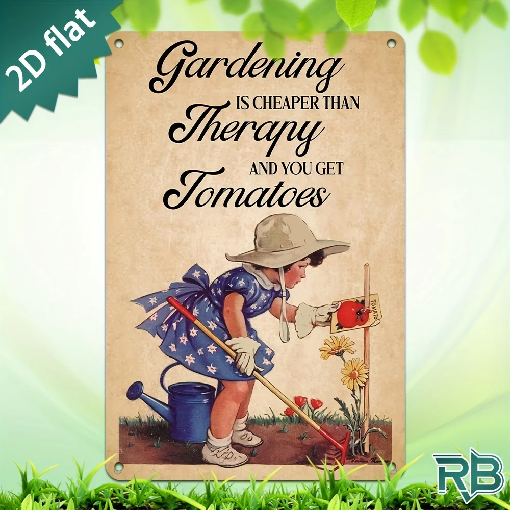 New Trendy HD Metal Wall Art - Vintage Retro 2D Flat Design Funny Gardening Quote Poster Featuring 