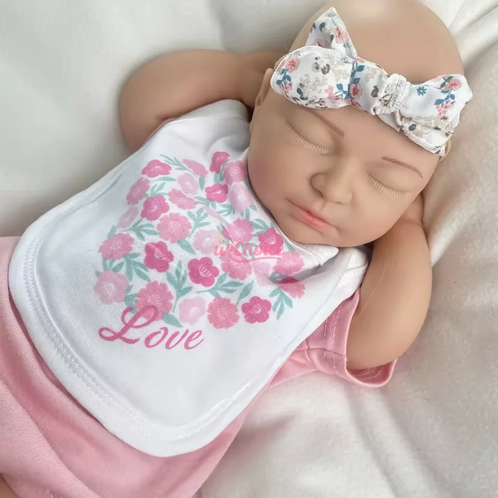 Sleeping 22" Reborn Doll Girl Lifelike Open Mouth Reborn Baby Doll Weighted 6Lbs 3D Painted Skin Newborn For Kids Christmas Gift