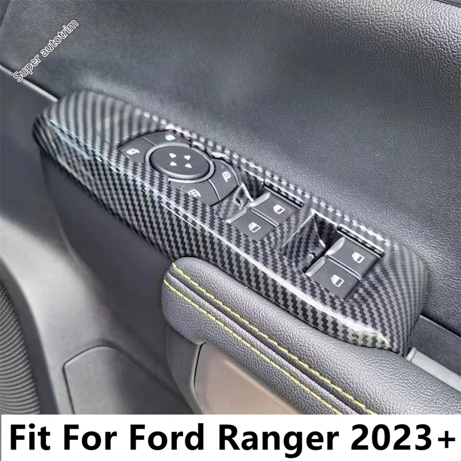 

Car Inner Door Window Lift Switch Button Control Frame Cover Trim For Ford Ranger 2023 2024 Carbon Fiber Accessories Interior