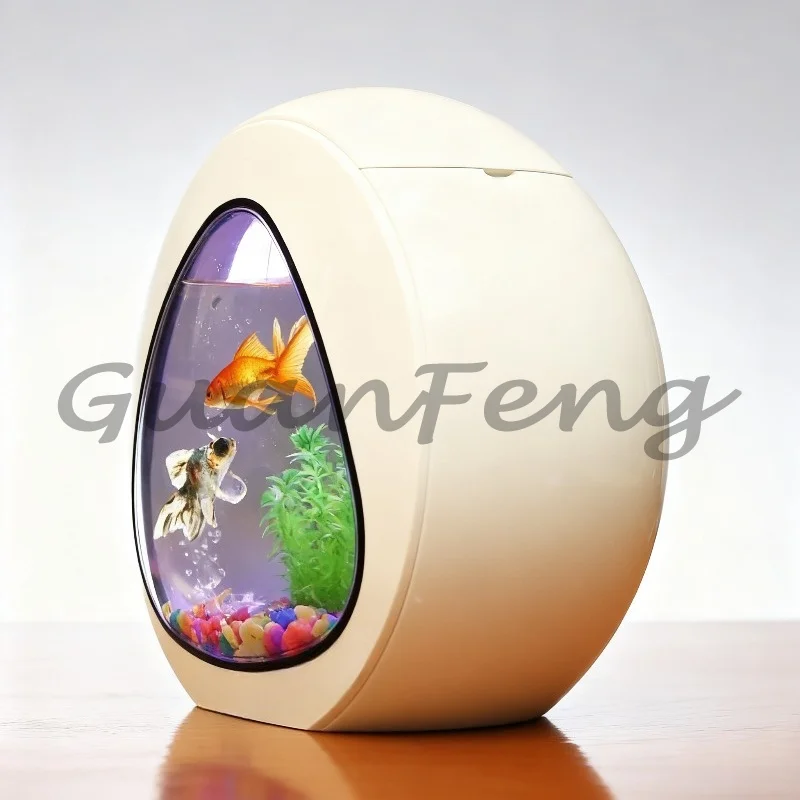 Small Desktop Ecological Fish Tank, Clear Acrylic Aquarium for Ornamental Goldfish Home Tabletop Decor
