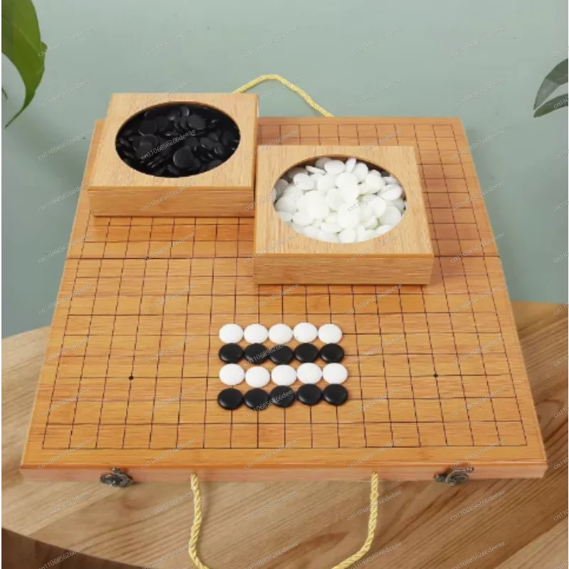 

Foldable Bamboo Go Board Game Set, Traditional Weiqi Strategy Game with Storage Boxes for Family Play