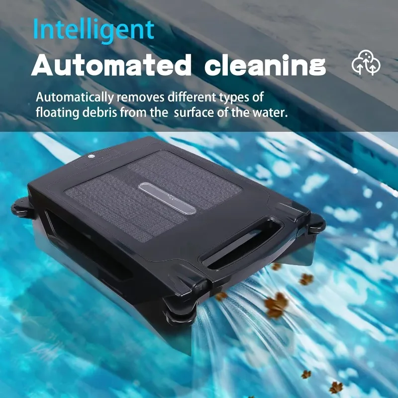 Solar Powered Automatically Robotic Pool Skimmer Cleaner With All Day Cleaning Battery Endurance 180Mins Power