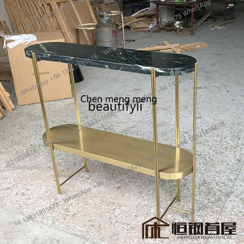 

B178 Simple light luxury double-layer oval entrance table, end view table, long table stainless steel entrance table2936