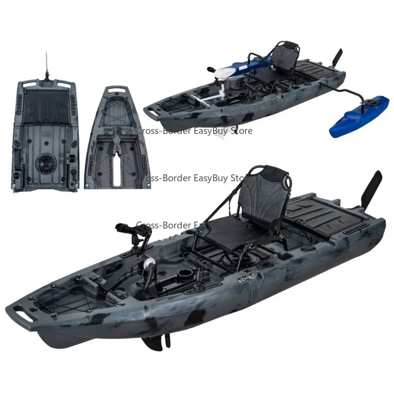 

9ft Easy to Transport Modular Pedal Drive Kayak 1 Person 2 Section Detachable Fishing Kayak with Motor