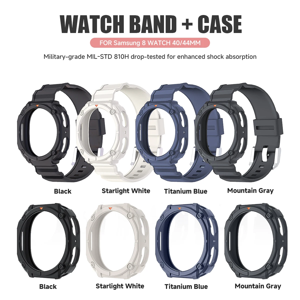 Чехол 2-в-1 + ремешок для Samsung Galaxy Watch 8, 40 мм, 44 мм, чехол-бампер для Galaxy Watch 8, защитный корпус, силиконовые аксессуары